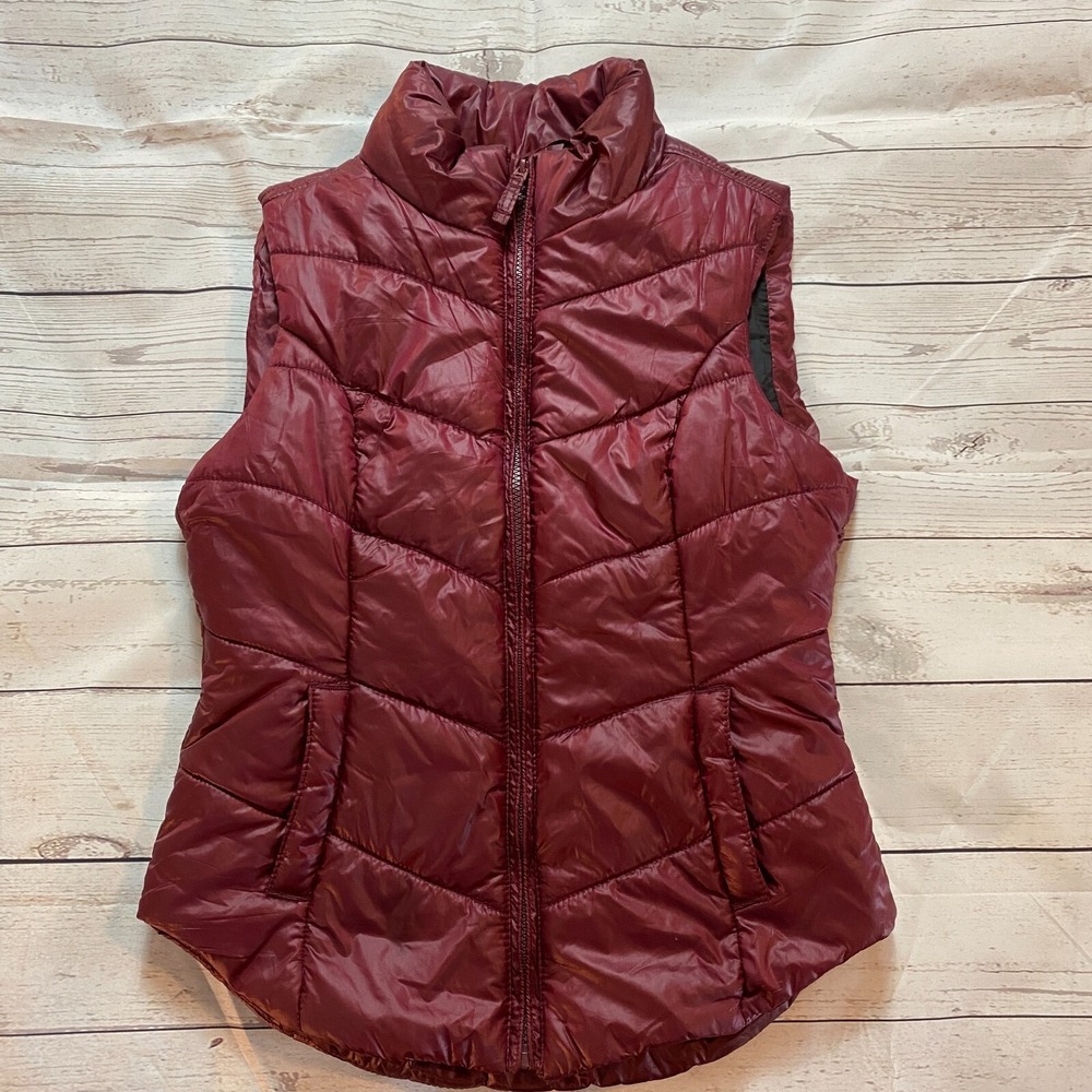 Aeropostale Quilted Puffer Vest Burgundy Red‎ Women's Size Small